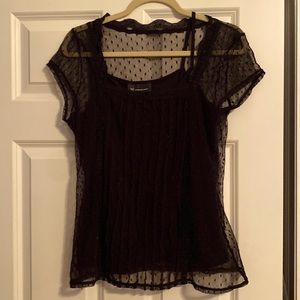 INC sexy black lace trimmed corset style top size large